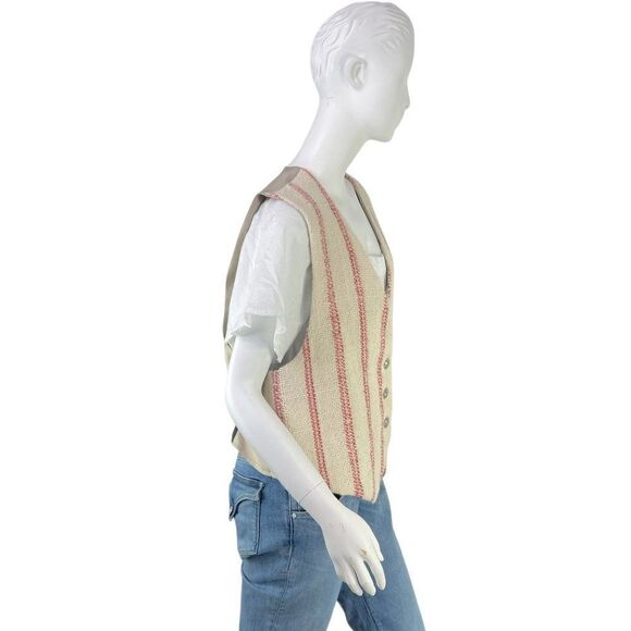Handwoven Alpaca Wool Striped Vest New Mexico Valle del Viento Weaving Studio L - Picture 9 of 14